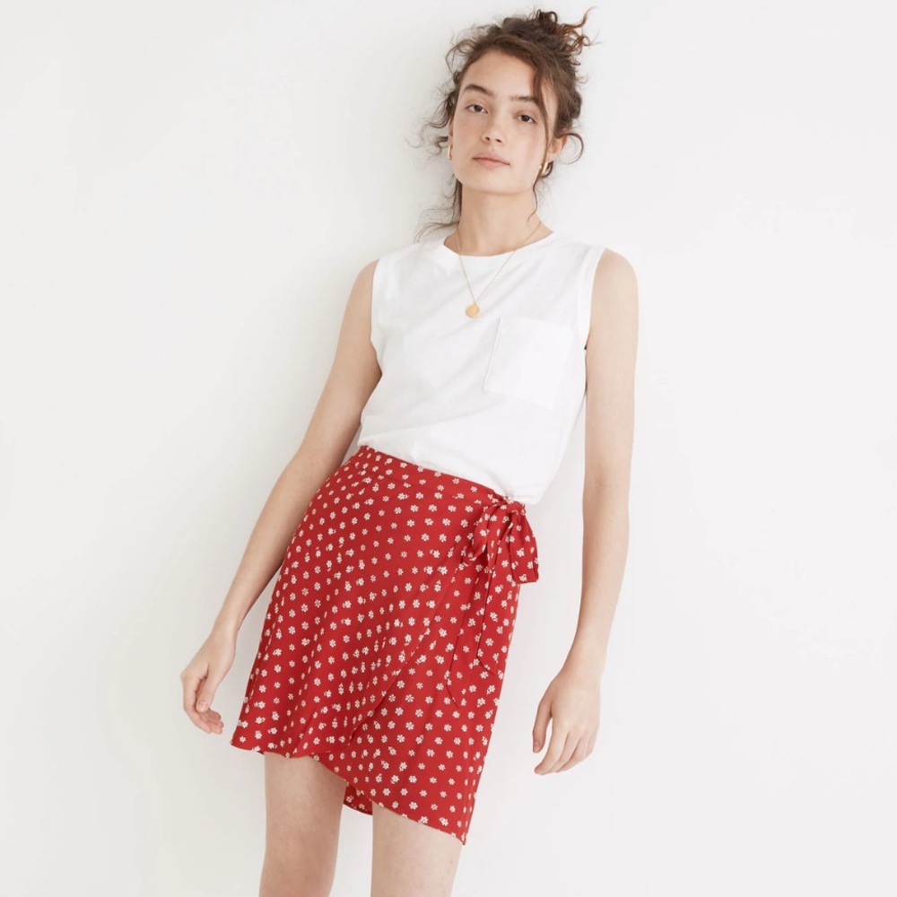 Cute Floral Red Mini Skirt